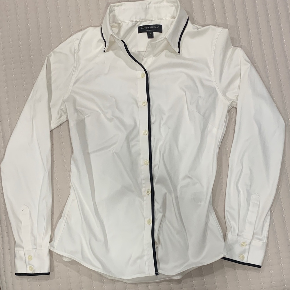 Banana Republic White Shirt with Black Accents